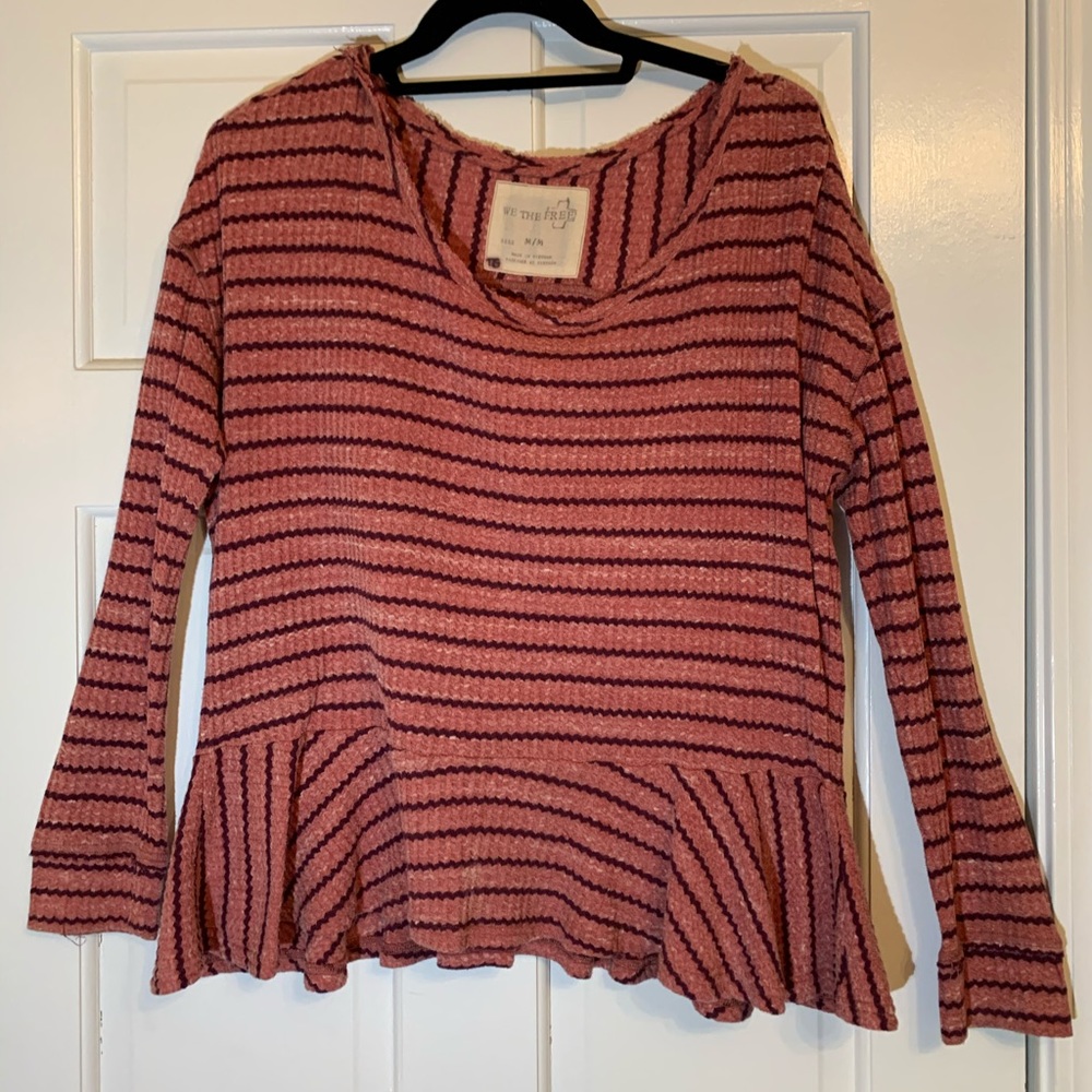 Free People Thermal Long Sleeve Peplum Top